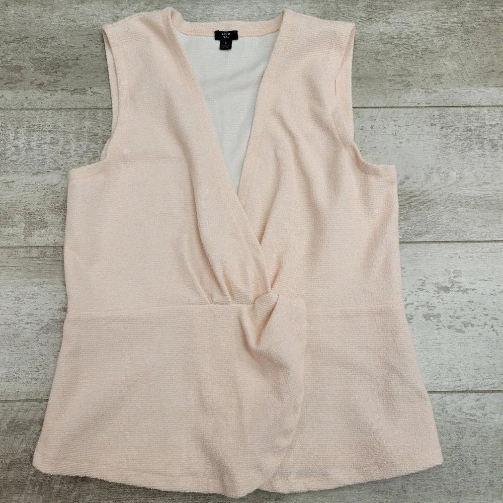 J. Crew 365 Pink Boucle Knot & Peplum Tank Top Size Small